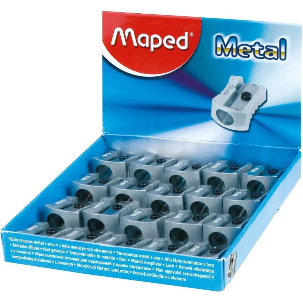 Apontador Sem Deposito Metal Classic 1Furo Maped C/ 20 Unidades