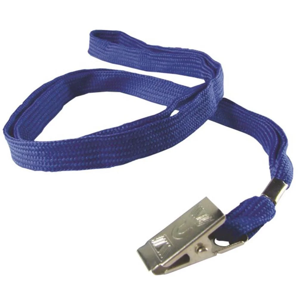 Cordao Para Cracha Tecido Azul C/Presilha Jacare Kit (Pct.c/10)