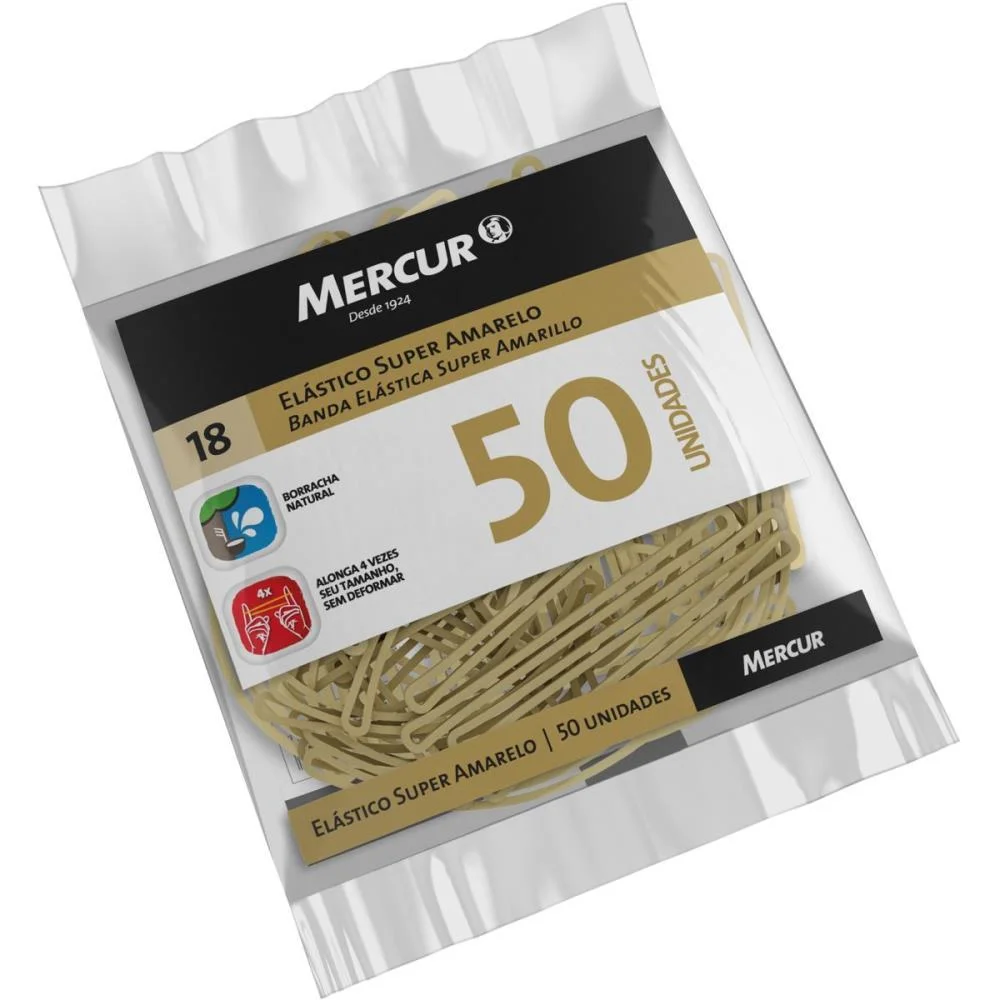 Elastico Amarelo N.18 Super N.18 35Gr. 50Pecas Mercur (Pacote)