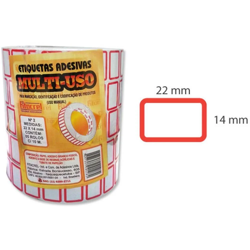 Etiqueta Para Preco 22X14Mm C/3570 Etiquetas Fitacrel (Pct.c/05)