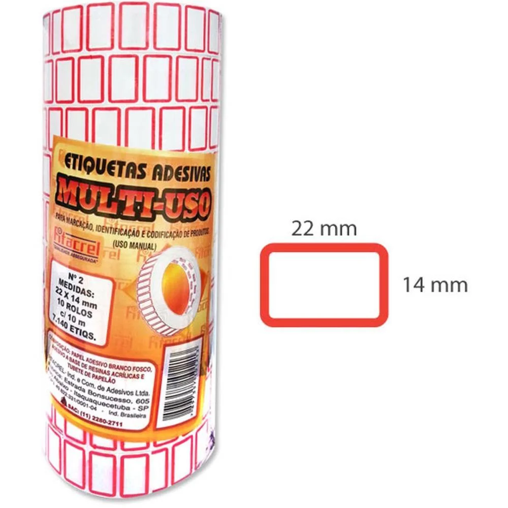 Etiqueta Para Preco 22X14Mm C/7140 Etiquetas Fitacrel (Pct.c/10)