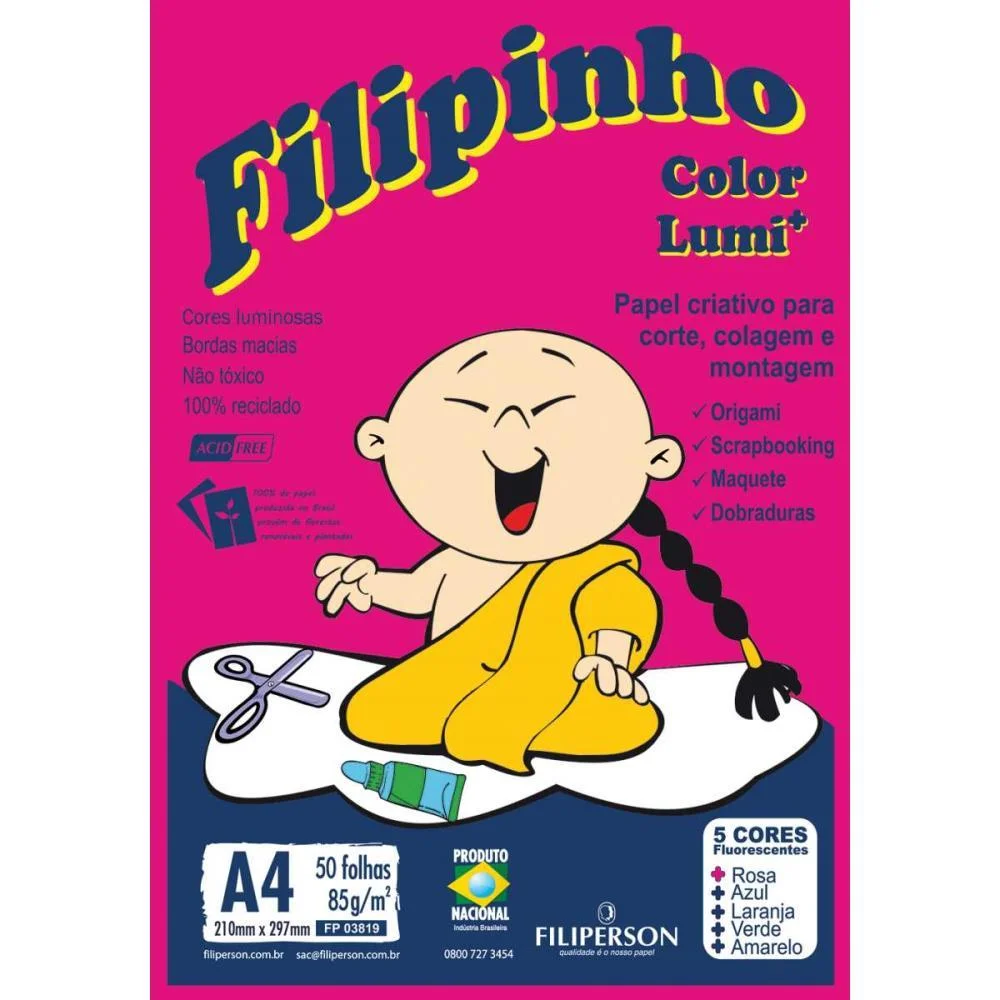 Bloco Para Educacao Artistica Filipinho Lumi 85Grs. 5 Cores Filiperson (Pct.c/50)