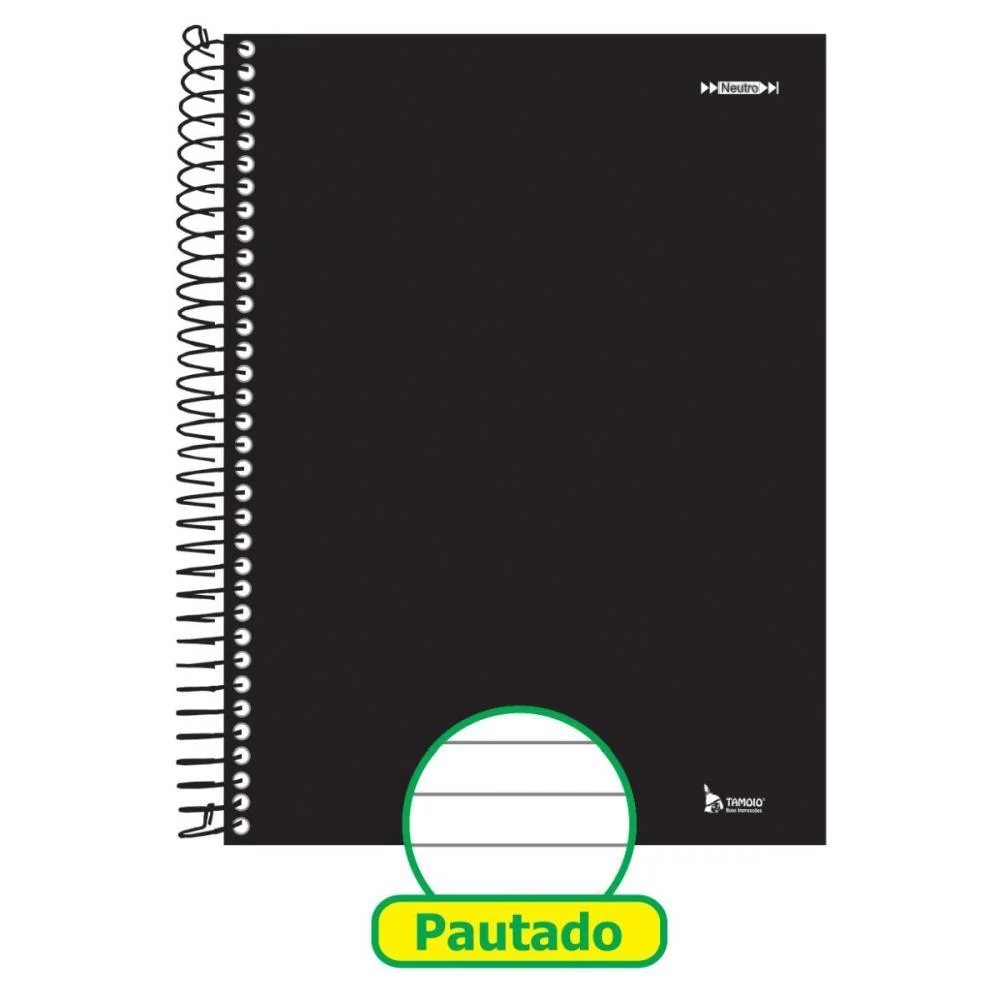 Caderno Espiral Pequeno Capa Dura Neutro Preto 200 Folhas Tamoio (Pct.c/05)