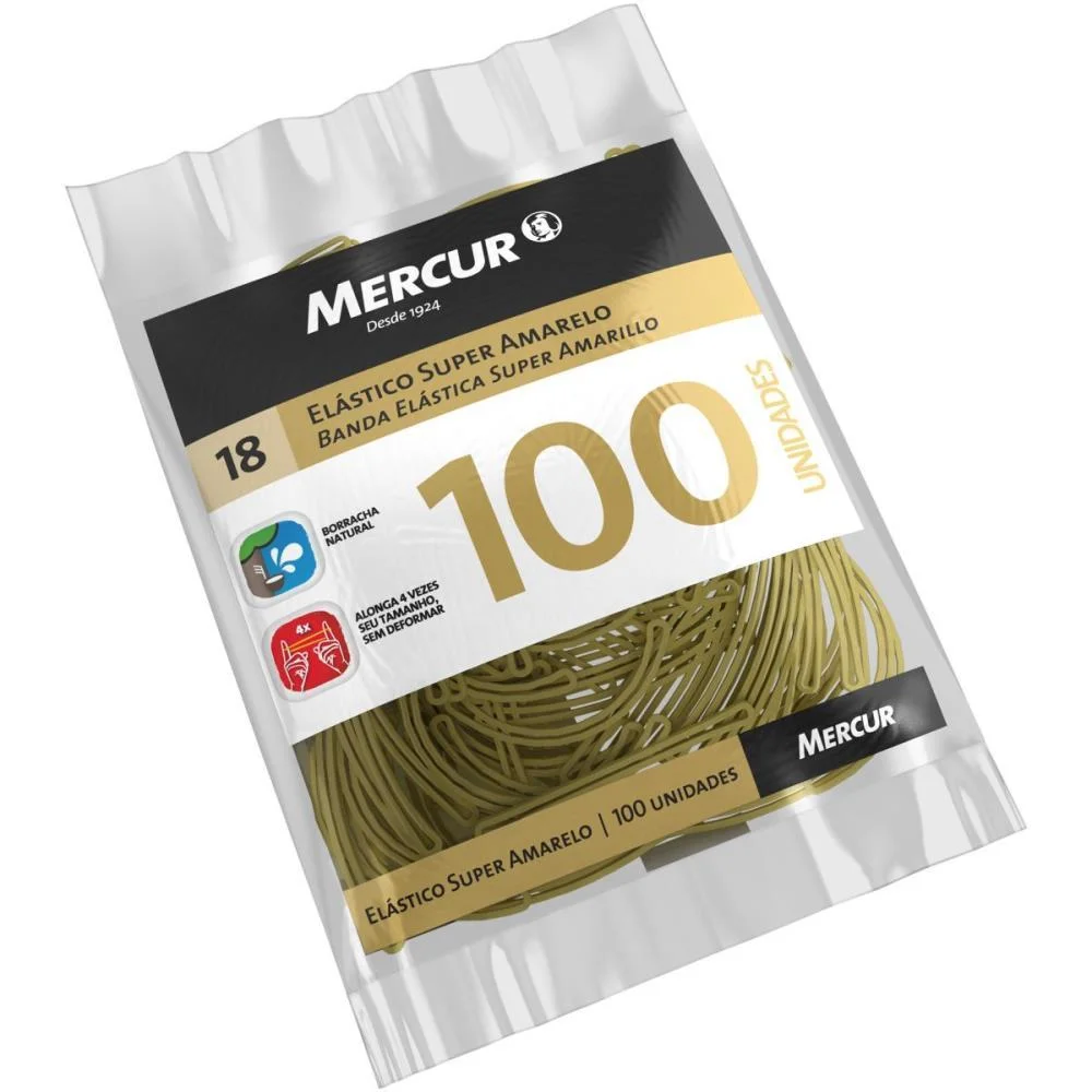 Elastico Amarelo N.18 Super Pct.c/50G 100Pecas Mercur (Pacote)