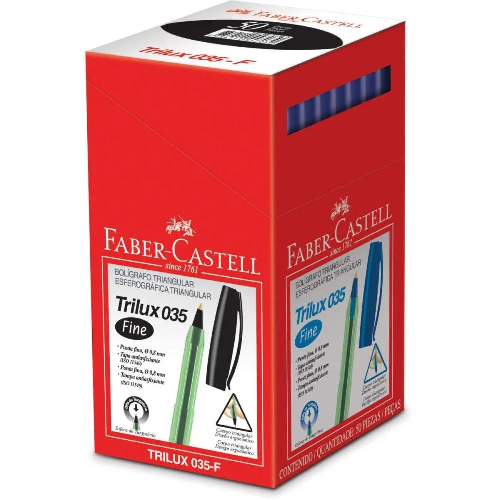 Caneta Esferografica Trilux Ponta Fina Preta Faber-Castell (Cx.c/50)