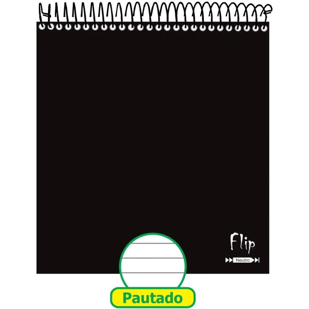 Caderno 10X1 Cp.dura Colegial Flip Neutro Preto Vert 160F Tamoio (Pct.c/04)