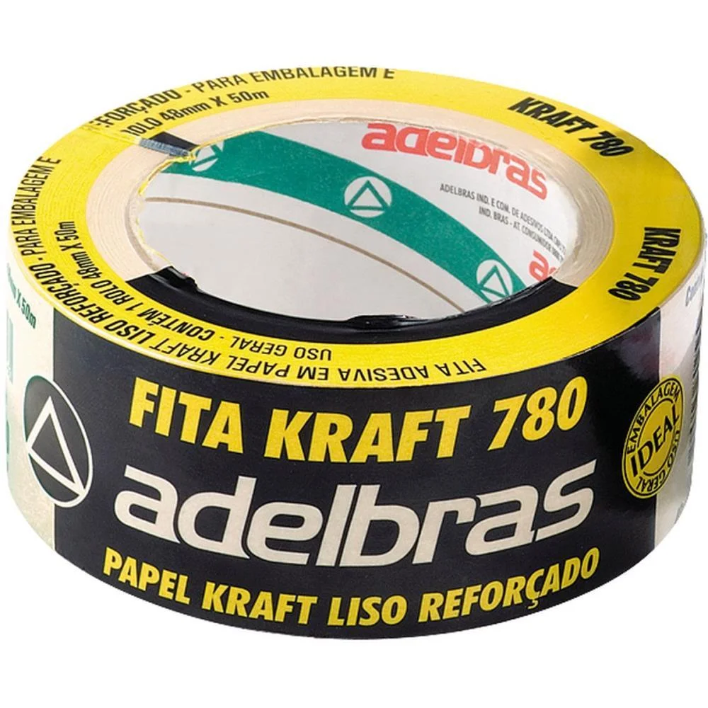 Fita Para Empacotamento Papel Kraft 780 48Mmx50Mts Adelbras