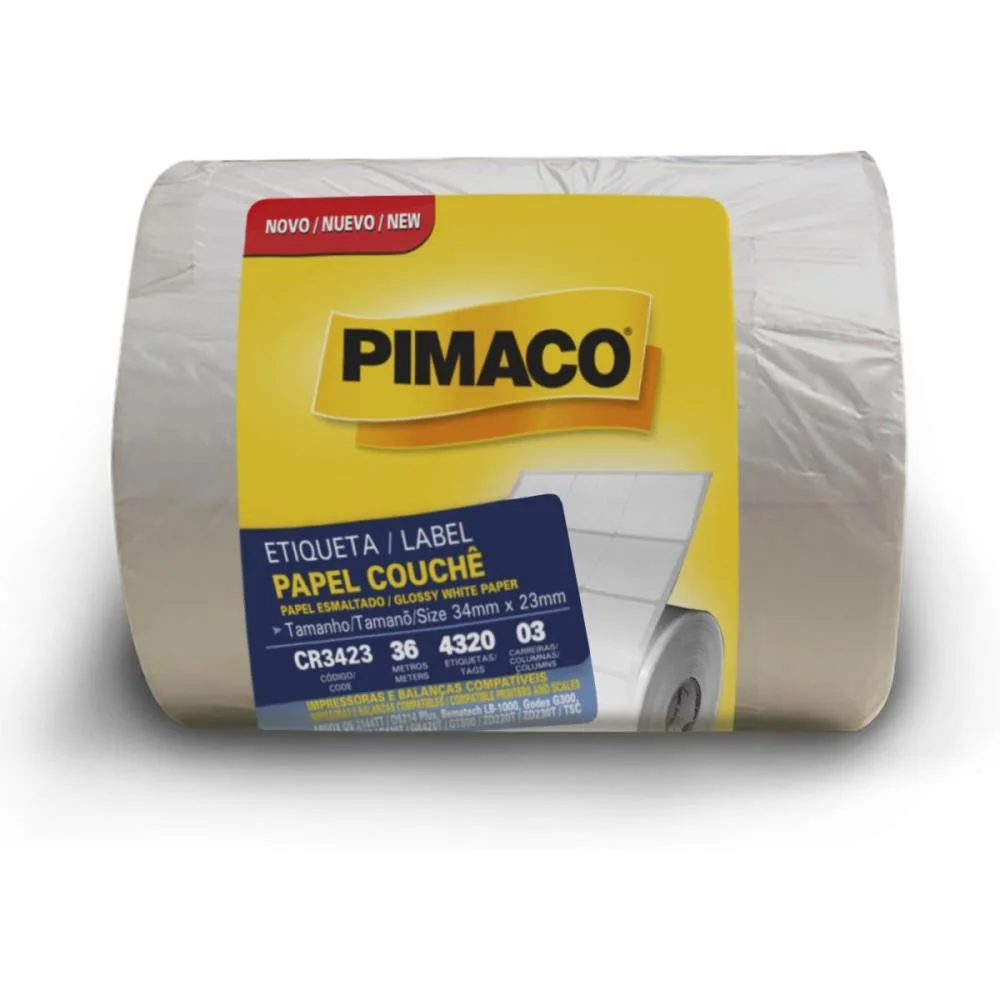 Etiqueta Adesiva Couche 34Mmx23Mm C/4320 Etiq. Pimaco (Rolo)