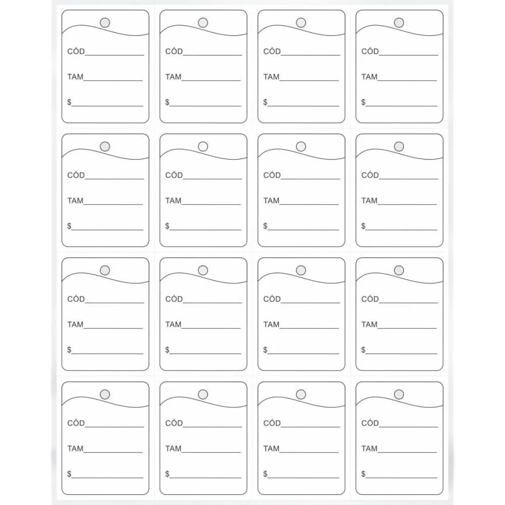 Etiqueta Para Marcacao Tag 30X38Mm Cartao Branca Grespan (Pct.c/1000)