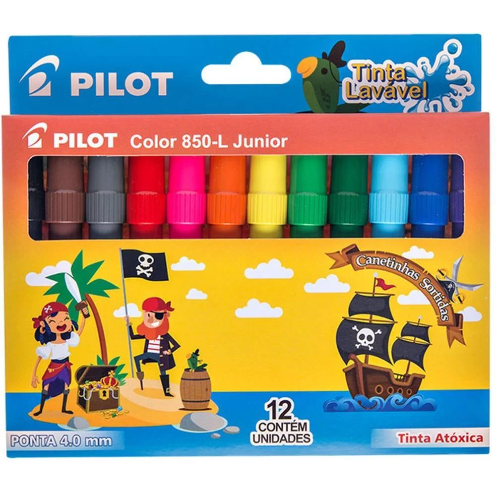 Caneta Hidrografica Color 850L Junior 12 Cores Pilot