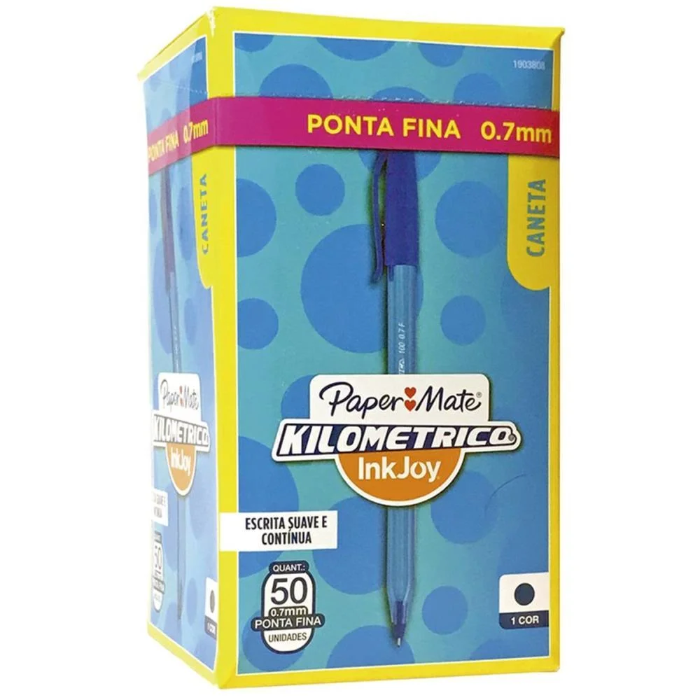 Caneta Esferografica Kilometrica 100 Fina Azul Paper Mate (Cx.c/50)