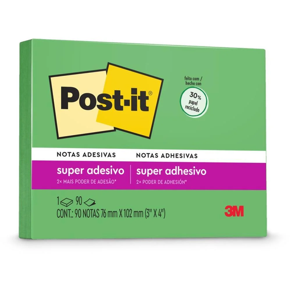 Bloco De Recado Post-It 657 Verde Recl. 76X102Mm 90Fls 3M