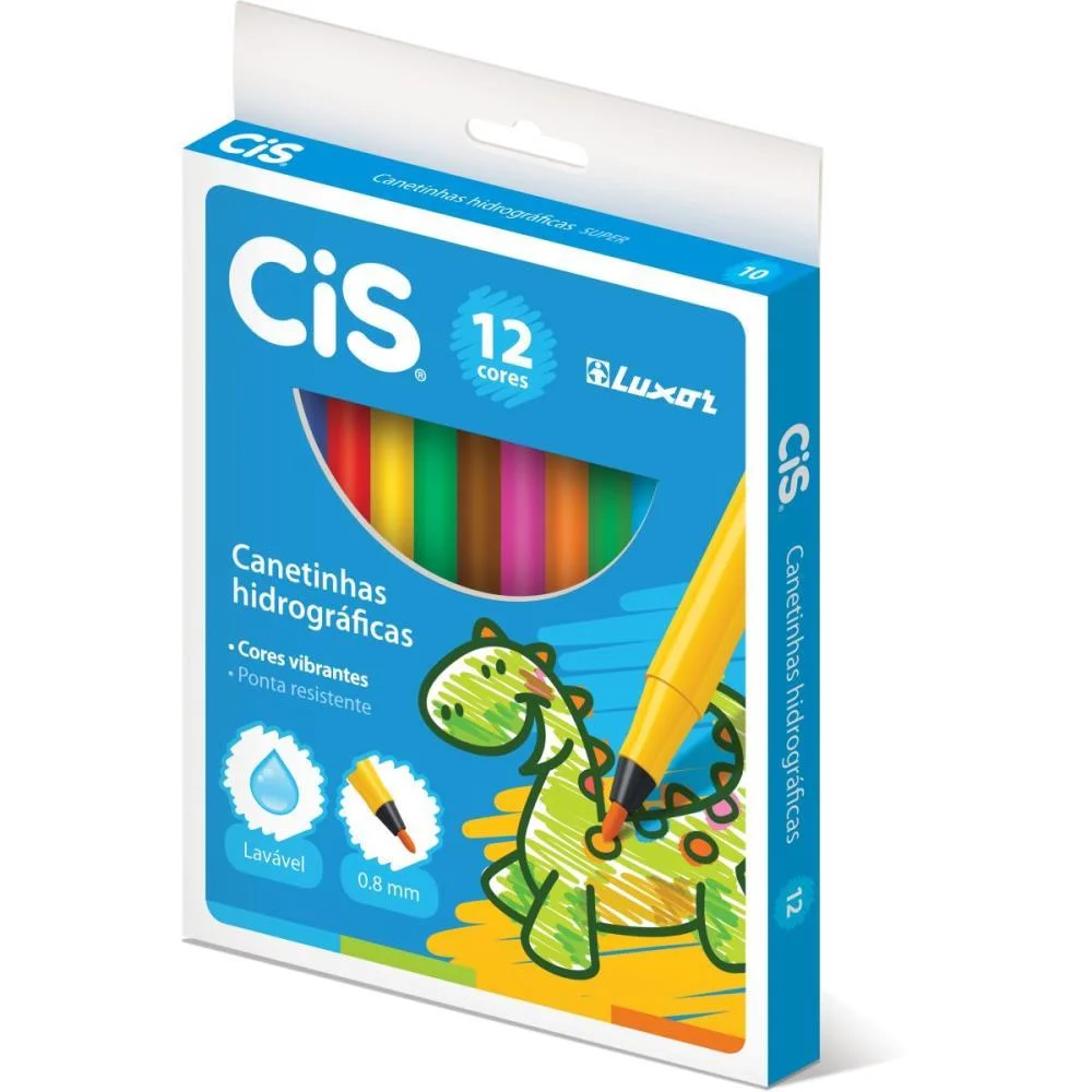 Caneta Hidrografica Cis Luxor 12 Cores Sertic (Pct.c/12)
