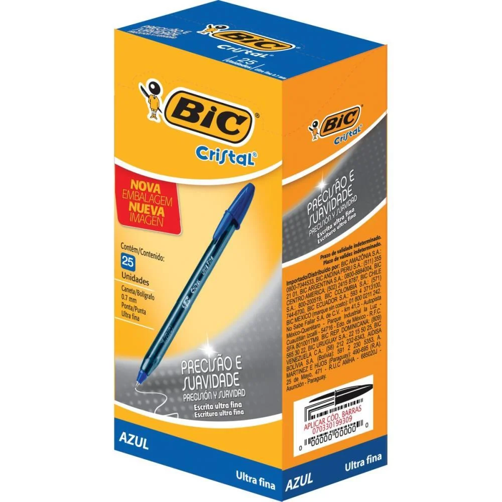 Caneta Esferografica Cristal Ultra Fine Azul Bic (Cx.c/25)
