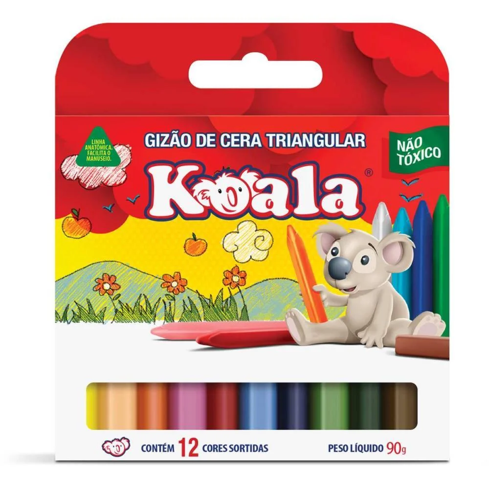 Giz De Cera Jumbo 12 Cores Koala Triangular Delta (Pct.c/12)