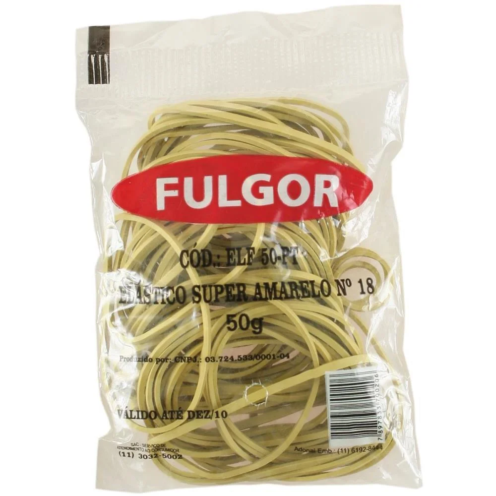 Elastico Amarelo Latex Super Especial N.18 50G Fulgor (Pacote)