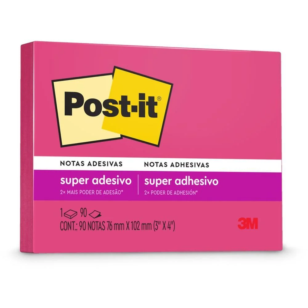 Bloco De Recado Post-It 76X102Mm Rosa 90Fls. 3M