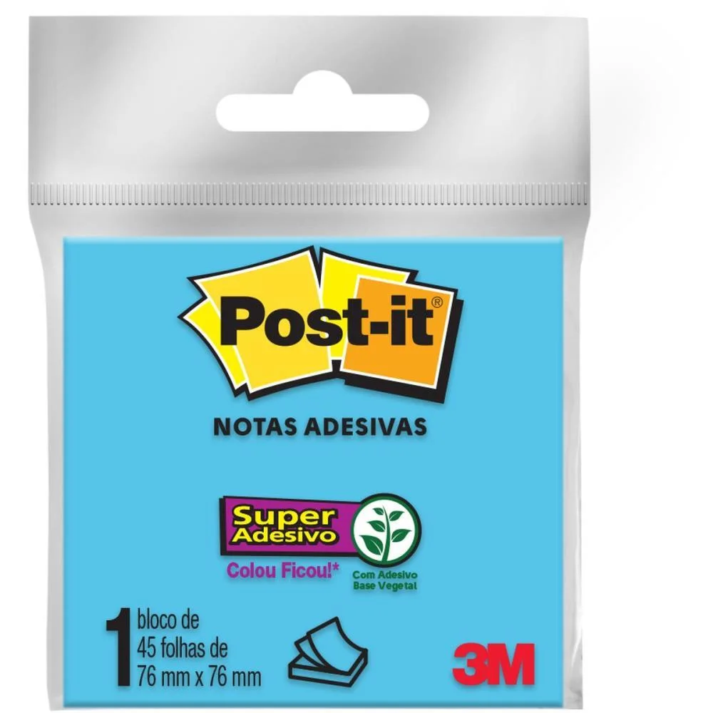Bloco De Recado Post-It 76X76Mm Azul 45Fls. 3M