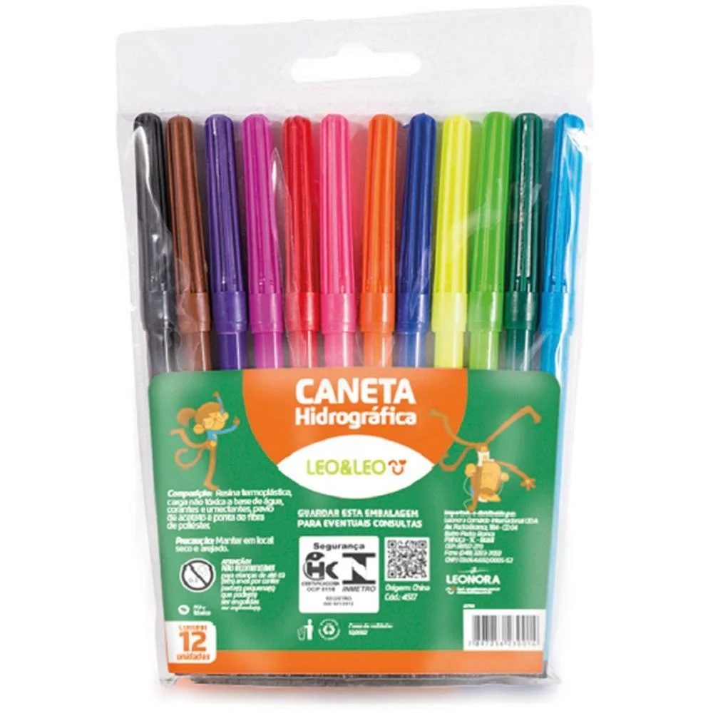 Caneta Hidrografica Leo E Leo 12 Cores Leonora (Pct.c/12)