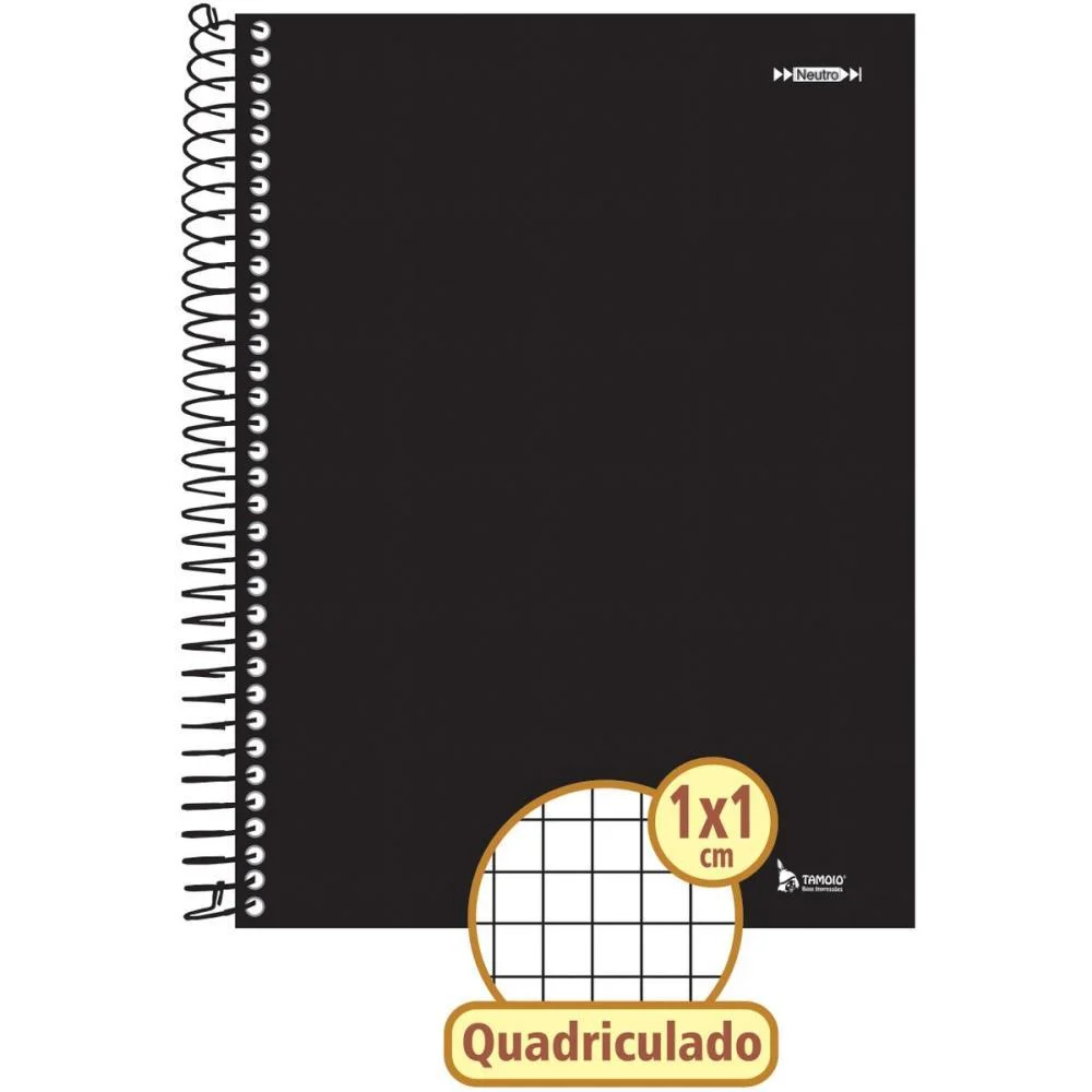 Caderno Quadriculado Univers. 1X1Cm 96F Espiral Preto Cd Tamoio (Pct.c/04)