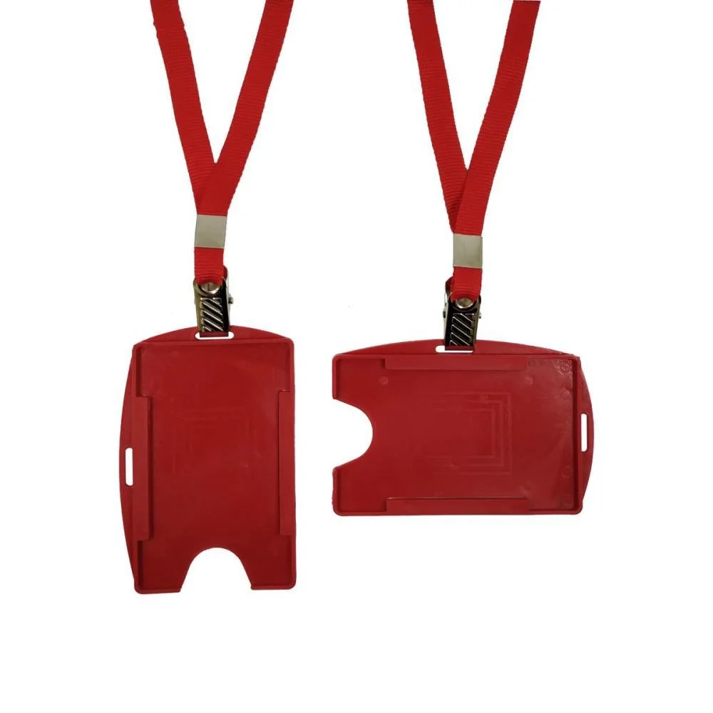 Cordao Para Cracha Tecido Vermelho C/Pres. Jacare Mares (Pct.c/10)