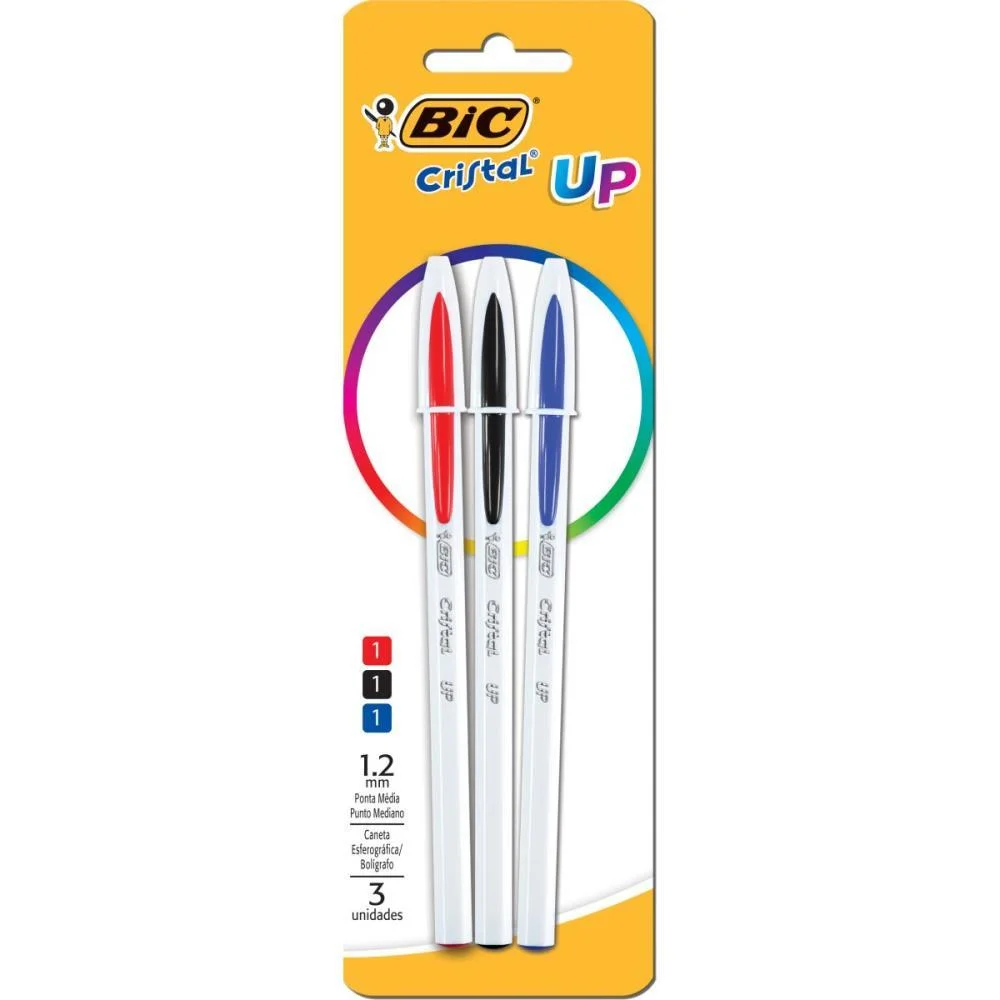 Caneta Esferografica Cristal Up Az+Pt+Vm Bic (Bl.c/03)