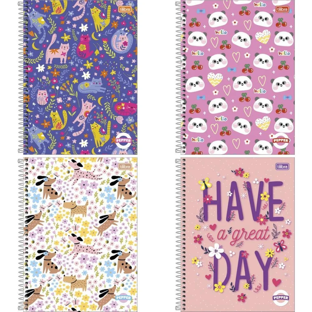 Caderno 10X1 Capa Dura Pepper Feminino 160Fls. Tilibra (Pct.c/04)