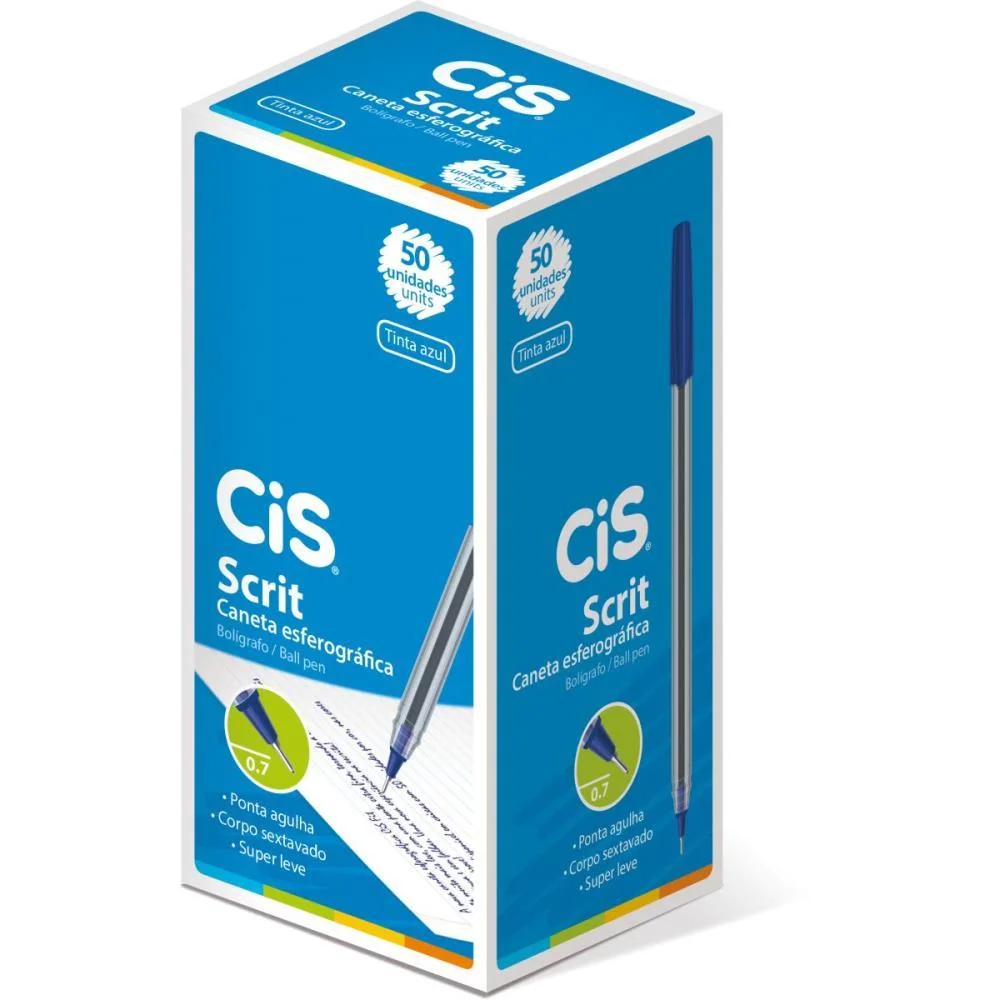 Caneta Esferografica Cis Scrit 0,7Mm Azul Sertic (Cx.c/50)