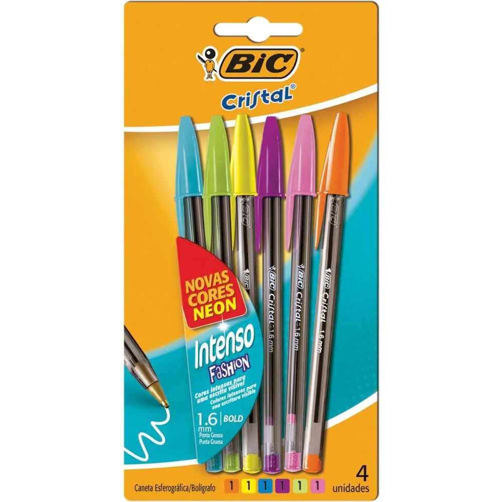 Caneta Esferografica Cristal Intenso Fashion 6Cores Bic (Blister)