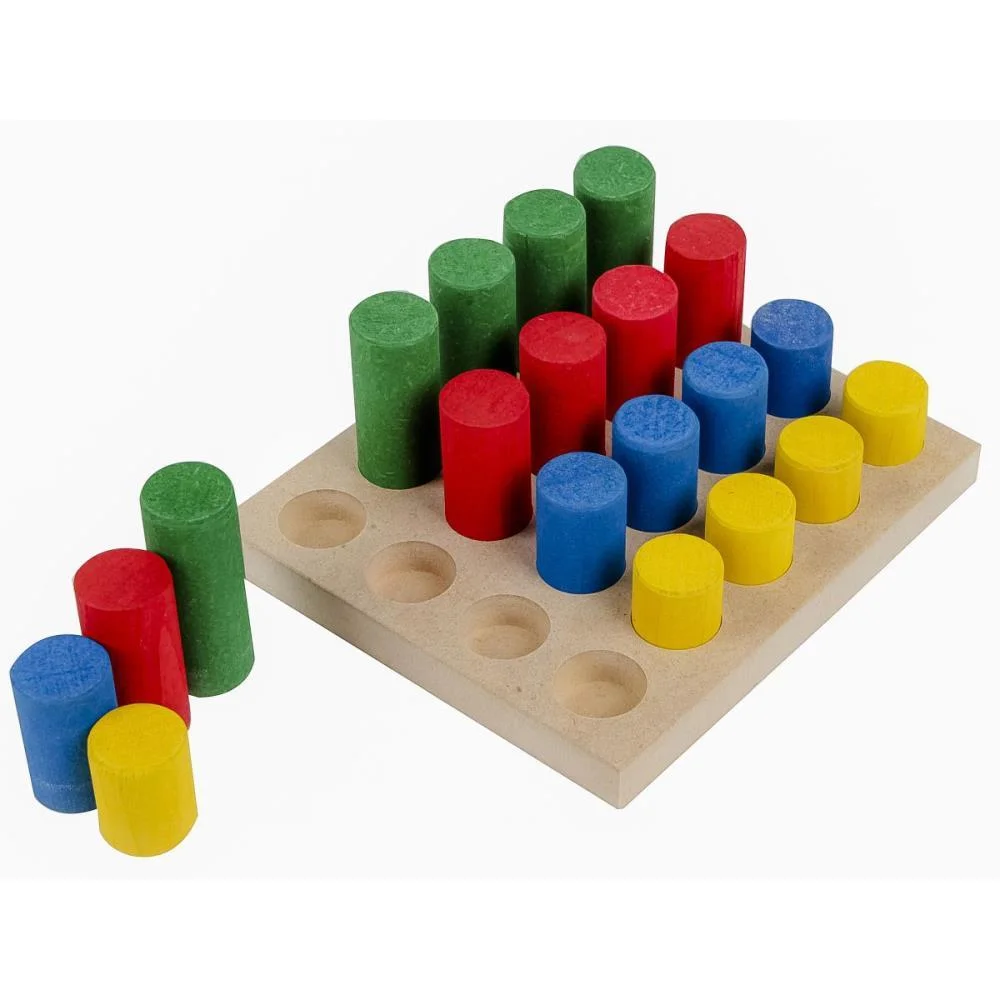Brinquedo Pedagogico Madeira Pinos De Encaixe 20Pcs Carlu