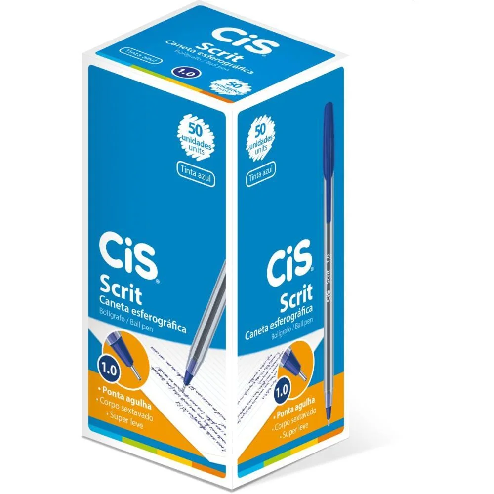 Caneta Esferografica Cis Scrit Azul 1.0Mm Sertic (Cx.c/50)