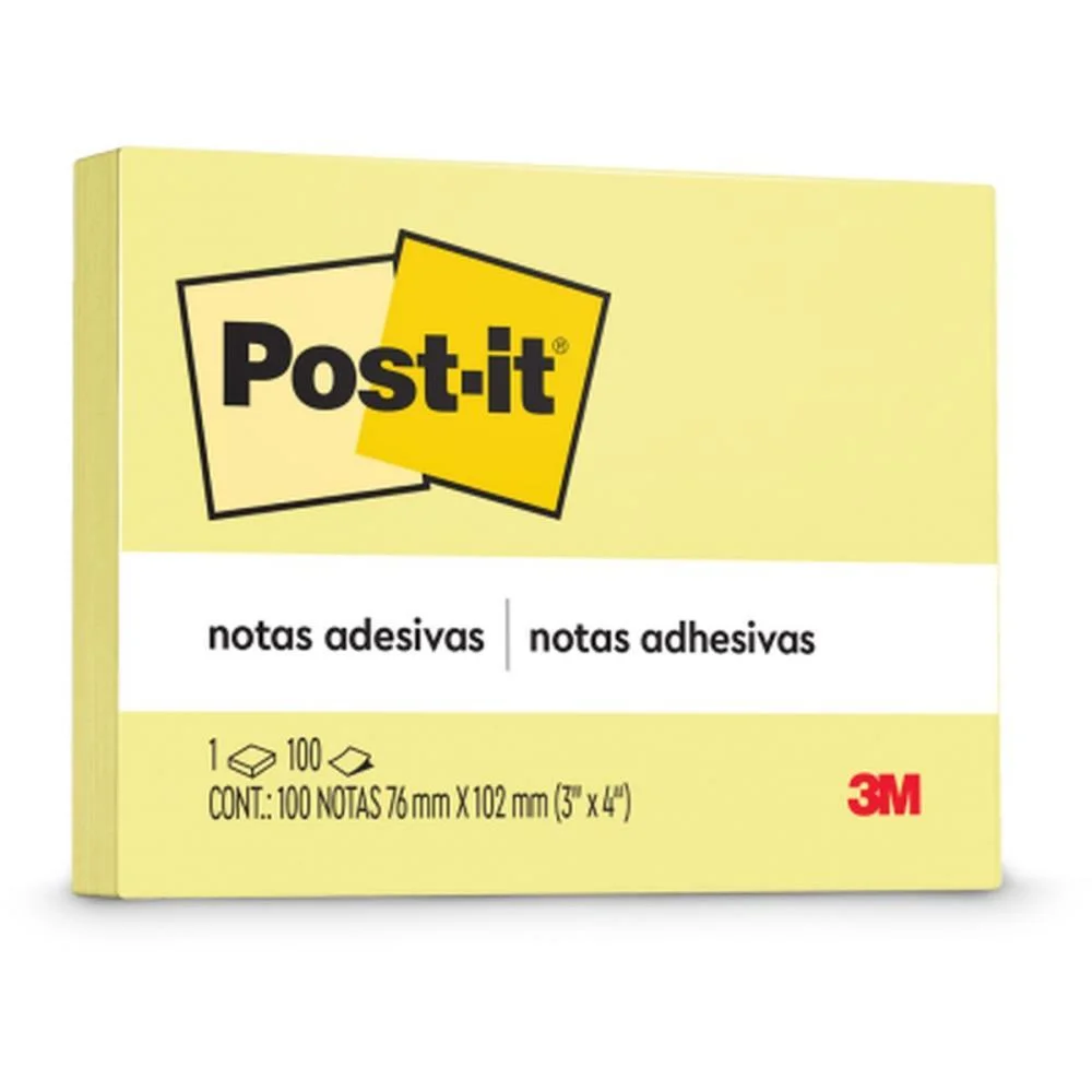 Bloco De Recado Post-It 657 Amarelo 76X102Mm C/100Fls 3M