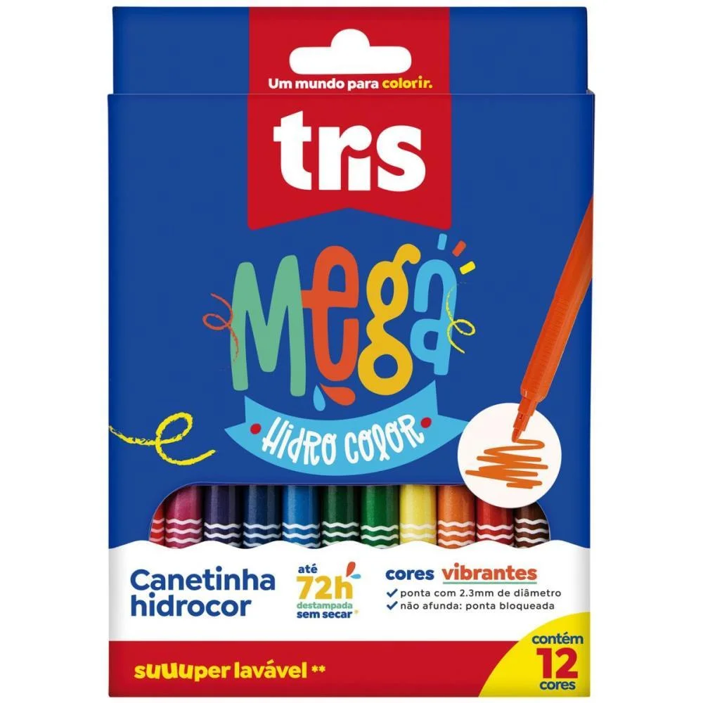 Caneta Hidrografica Mega Hidro Color 12 Cores Summit (Pct.c/06)