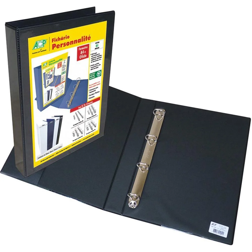 Fichario De Pvc Personalite A4 40Mm 4 Arg.pret Acp