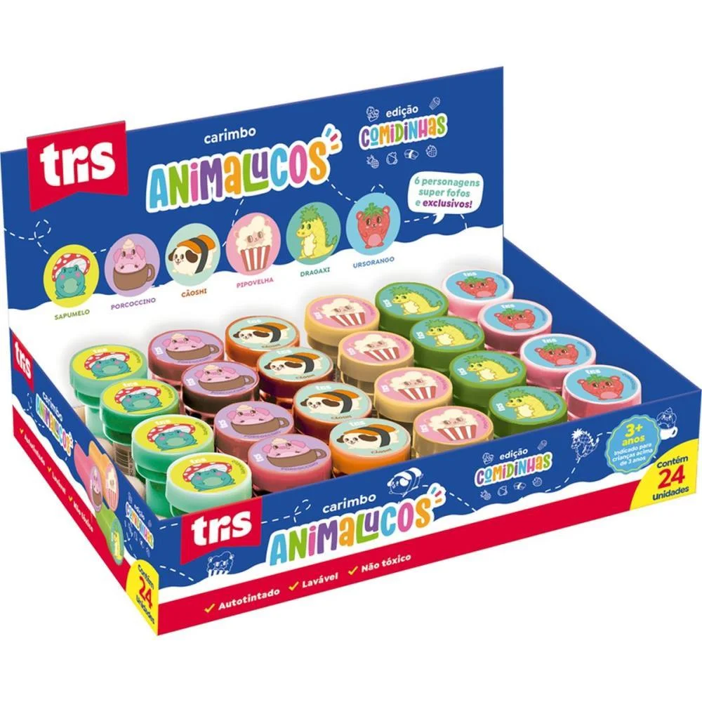 Carimbo Pedagogico Tris Animalucos Comidinhas Summit C/ 24 Unidades
