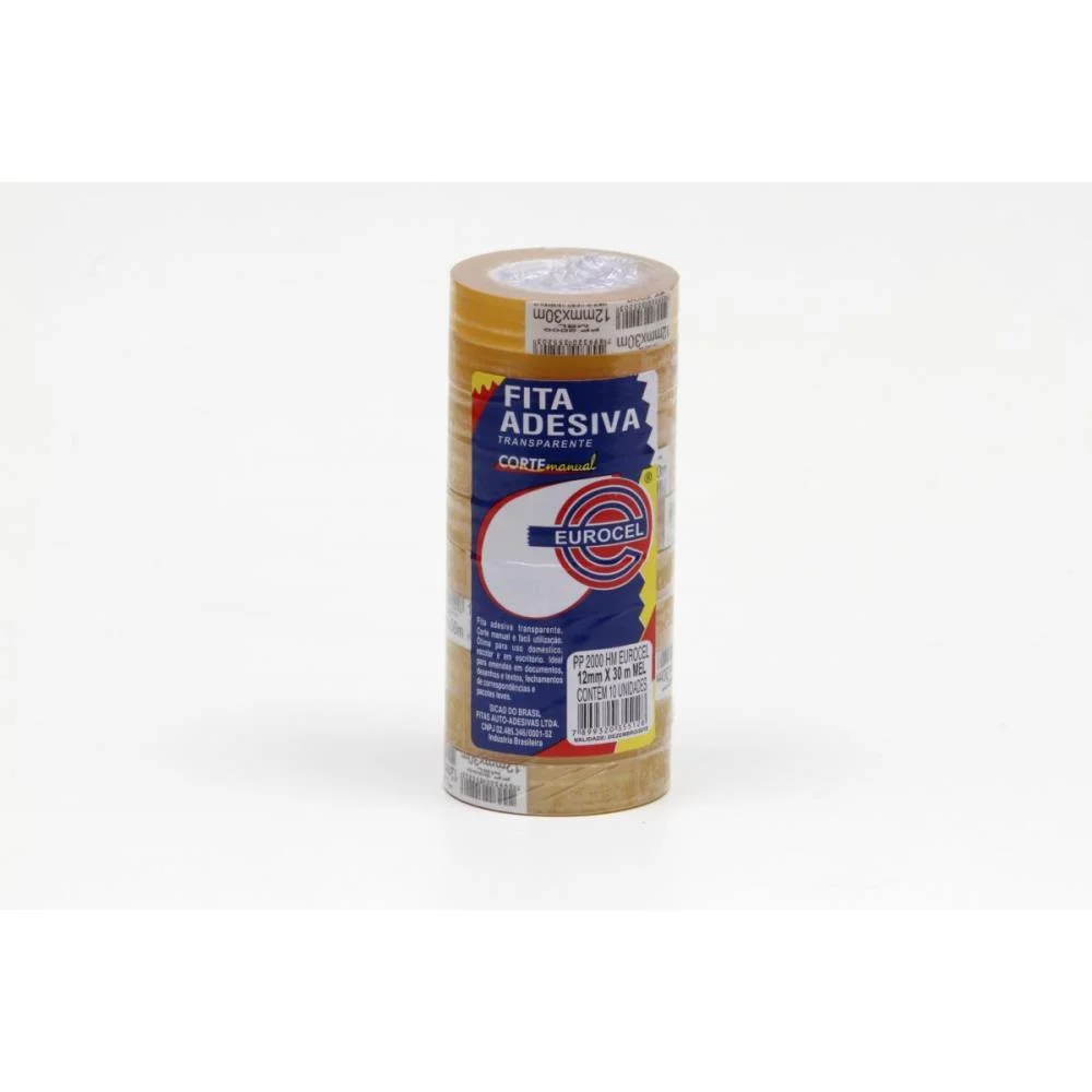 Fita Adesiva Pp 2000 12Mmx30M Transparente Eurocel (Pct.c/10)