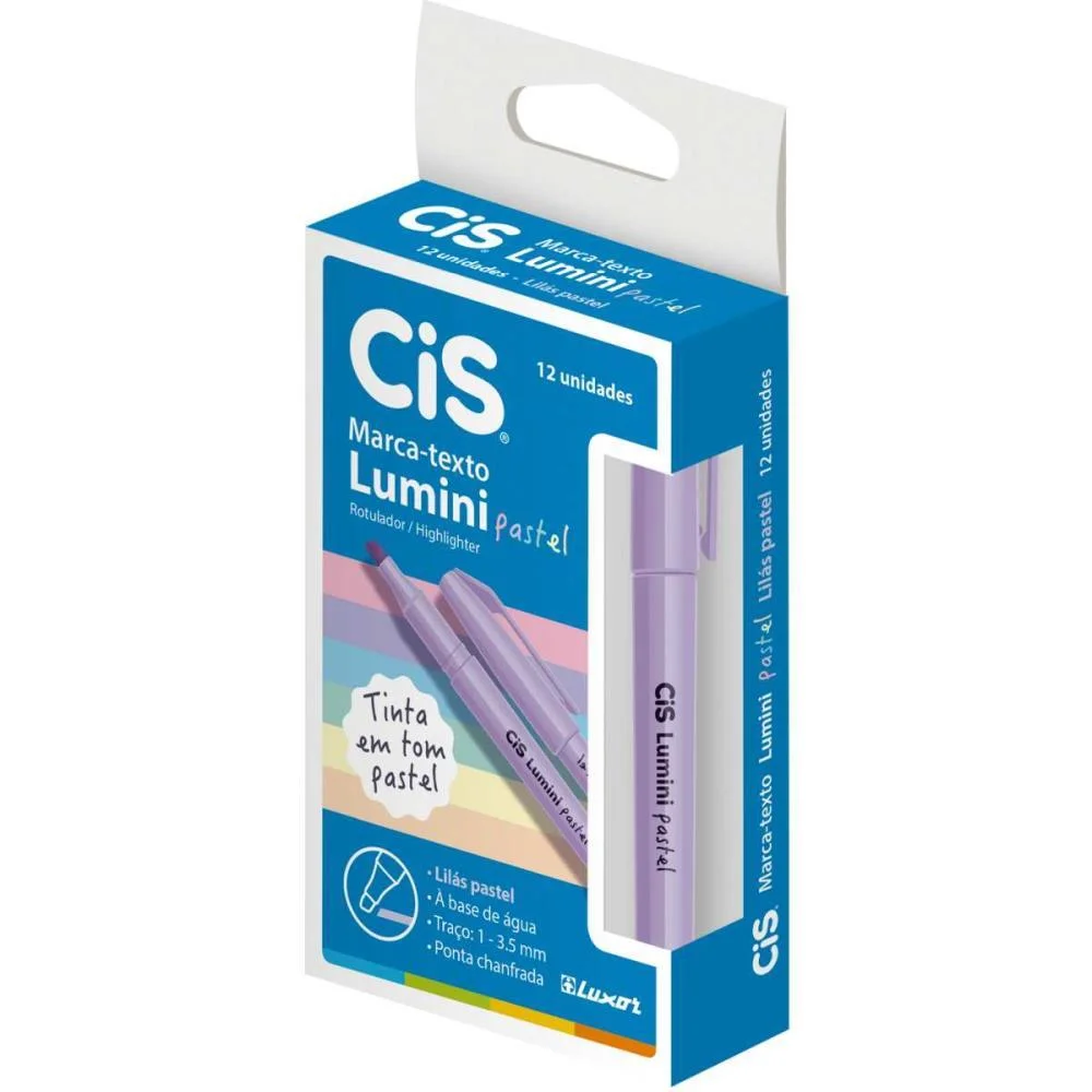 Caneta Marca Texto Cis Lumini Lilas Pastel Sertic (Cx.c/12)
