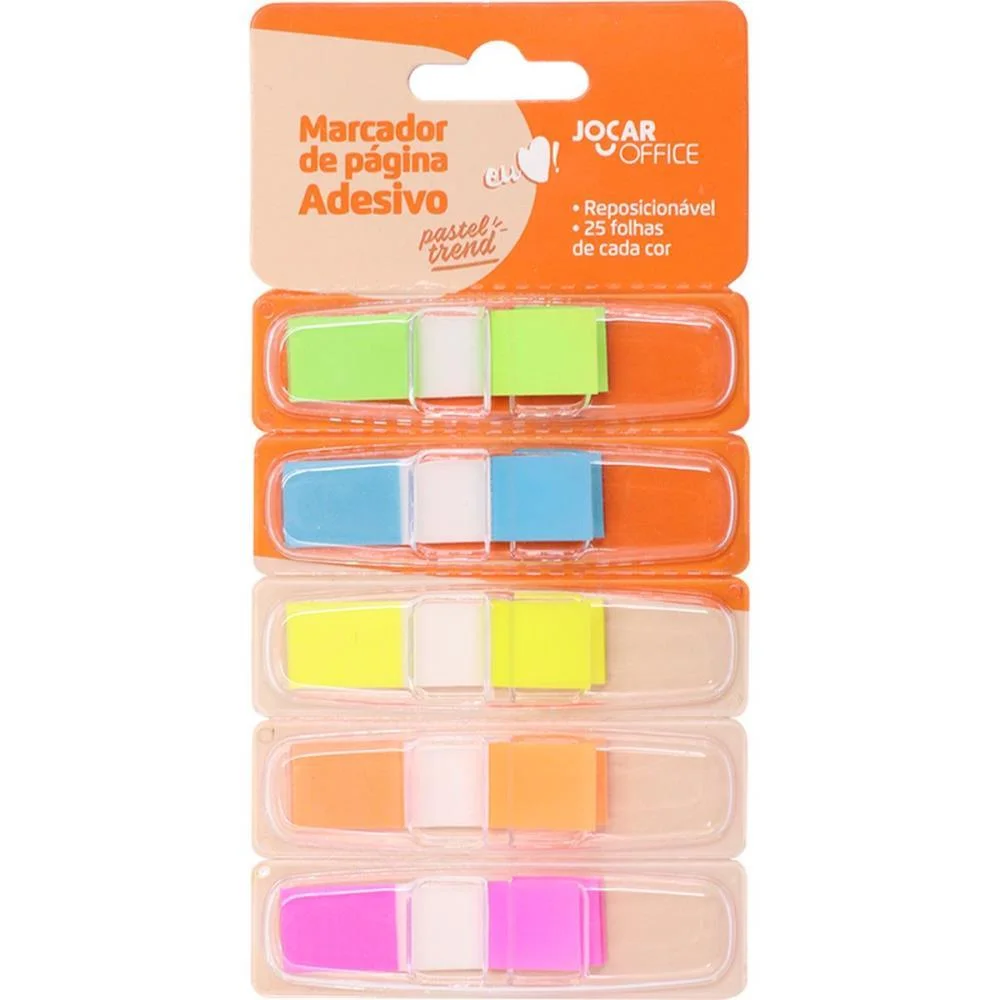 Bloco Marcador Pagina Adesivo Index Film 44X12Mm 5Cores 25Fl Leonora