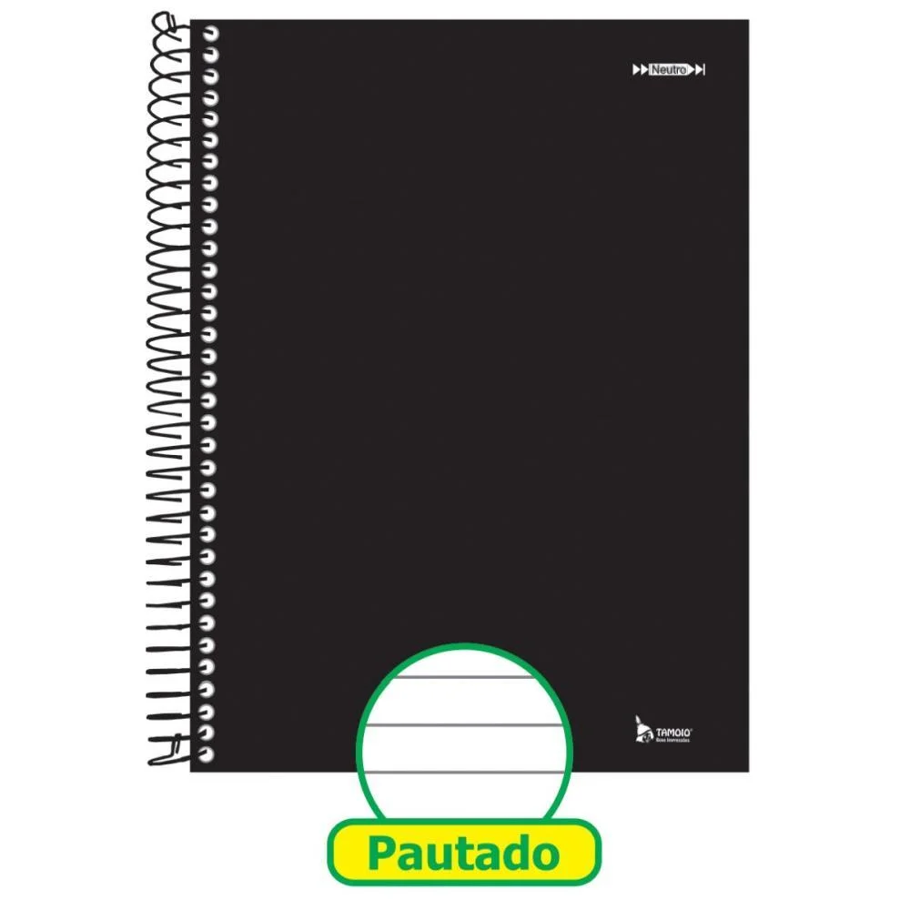 Caderno 10X1 Capa Dura Neutro Preto 200 Folhas Tamoio (Pct.c/04)