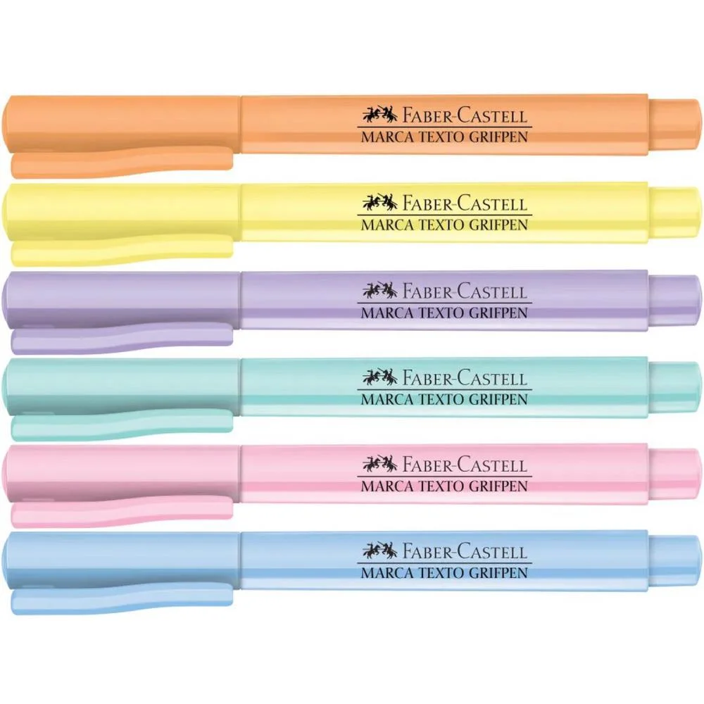 Caneta Marca Texto Grifpen Tons Pastel 6 Cores Faber-Castell (Cx.c/12)