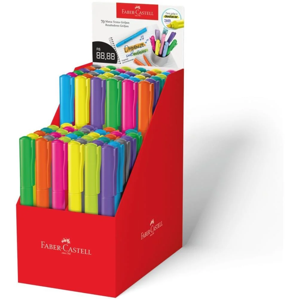 Caneta Marca Texto Grifpen Cores Neon/Pastel (S) Faber-Castell (Dp.c/70)