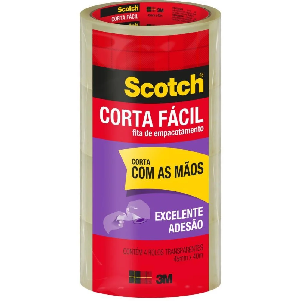 Fita Para Empacotamento Scotch Corta Facil 45Mmx40M Tr 3M (Pct.c/04)