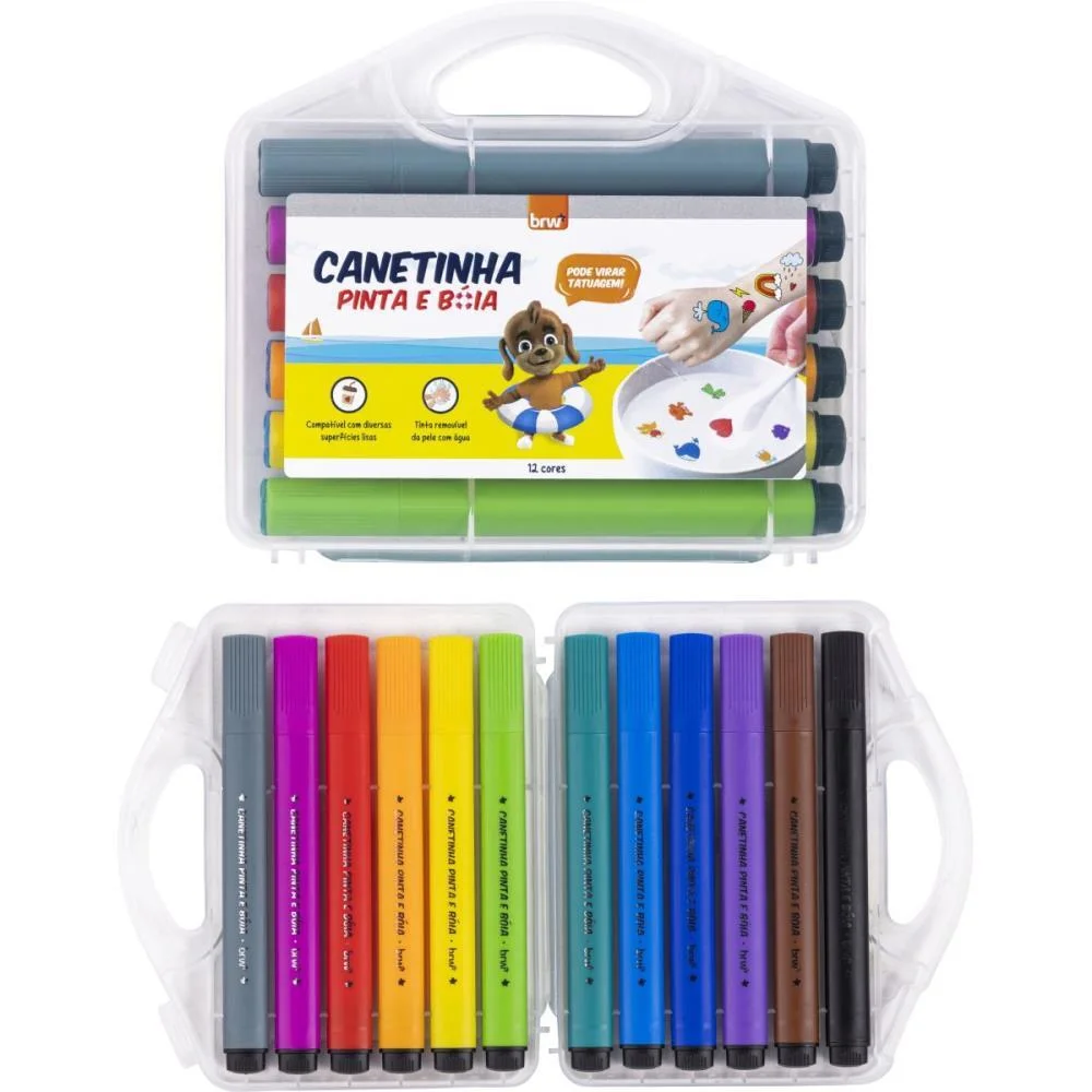 Caneta Hidrografica Pinta E Boia C/12 Unidades Brw (Estojo)