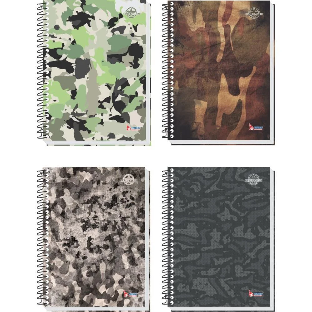 Caderno 10X1 Capa Dura Camuflagem 160 Folhas Tamoio (Pct.c/04)