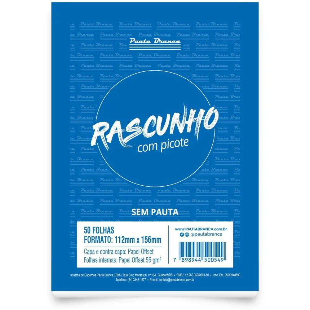 Bloco Para Rascunho C/Picote S/Pauta 112X156Mm 50F Pauta Branca (Pct.c/10)