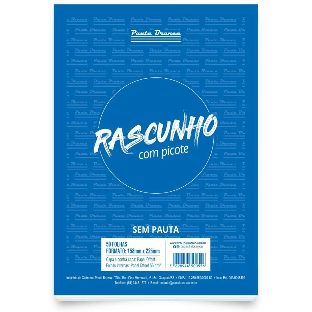 Bloco Para Rascunho C/Picote S/Pauta 158X225Mm 50F Pauta Branca (Pct.c/10)
