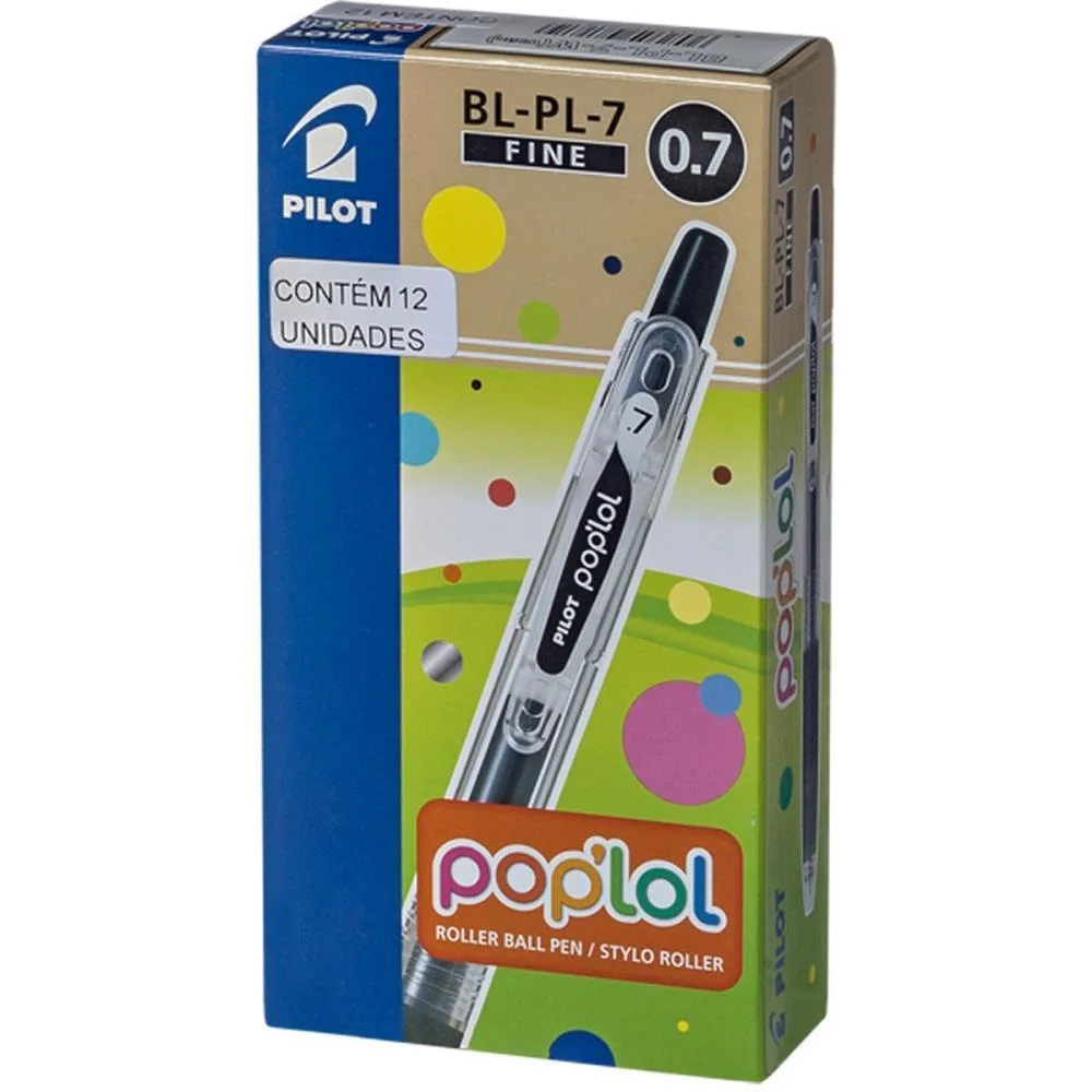 Caneta Esferografica Retratil Bl-Pl-7 Pop Lol 0.7Mm Preto Pilot (Cx.c/12)