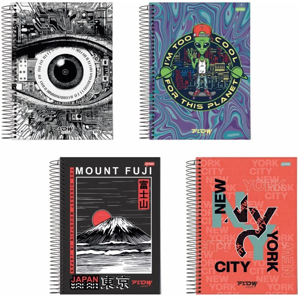 Caderno 10X1 Capa Dura Flow 160Fls. Jandaia (Pct.c/04)