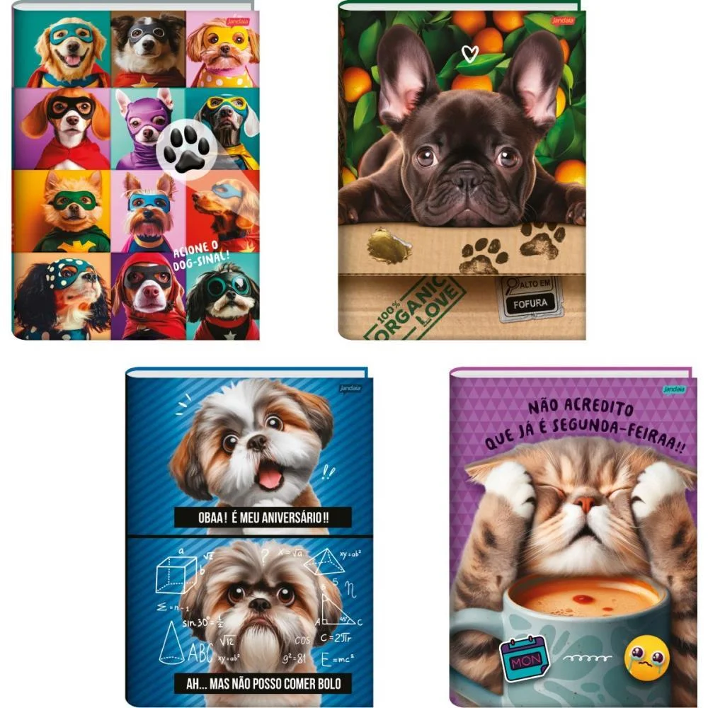 Caderno Brochurao Capa Dura Pets Love 80Fls. Jandaia (Pct.c/05)