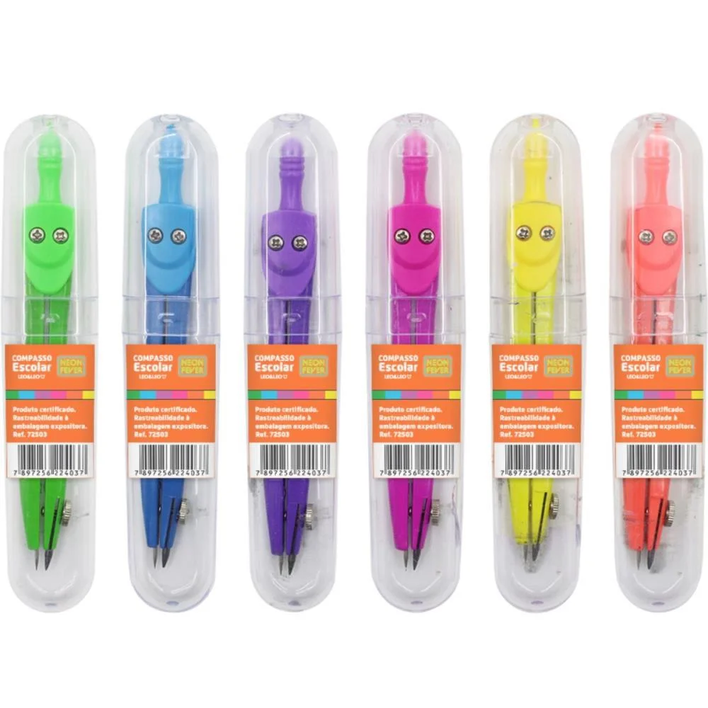 Compasso Neon Fever 6 Cores Leonora C/ 24 Unidades